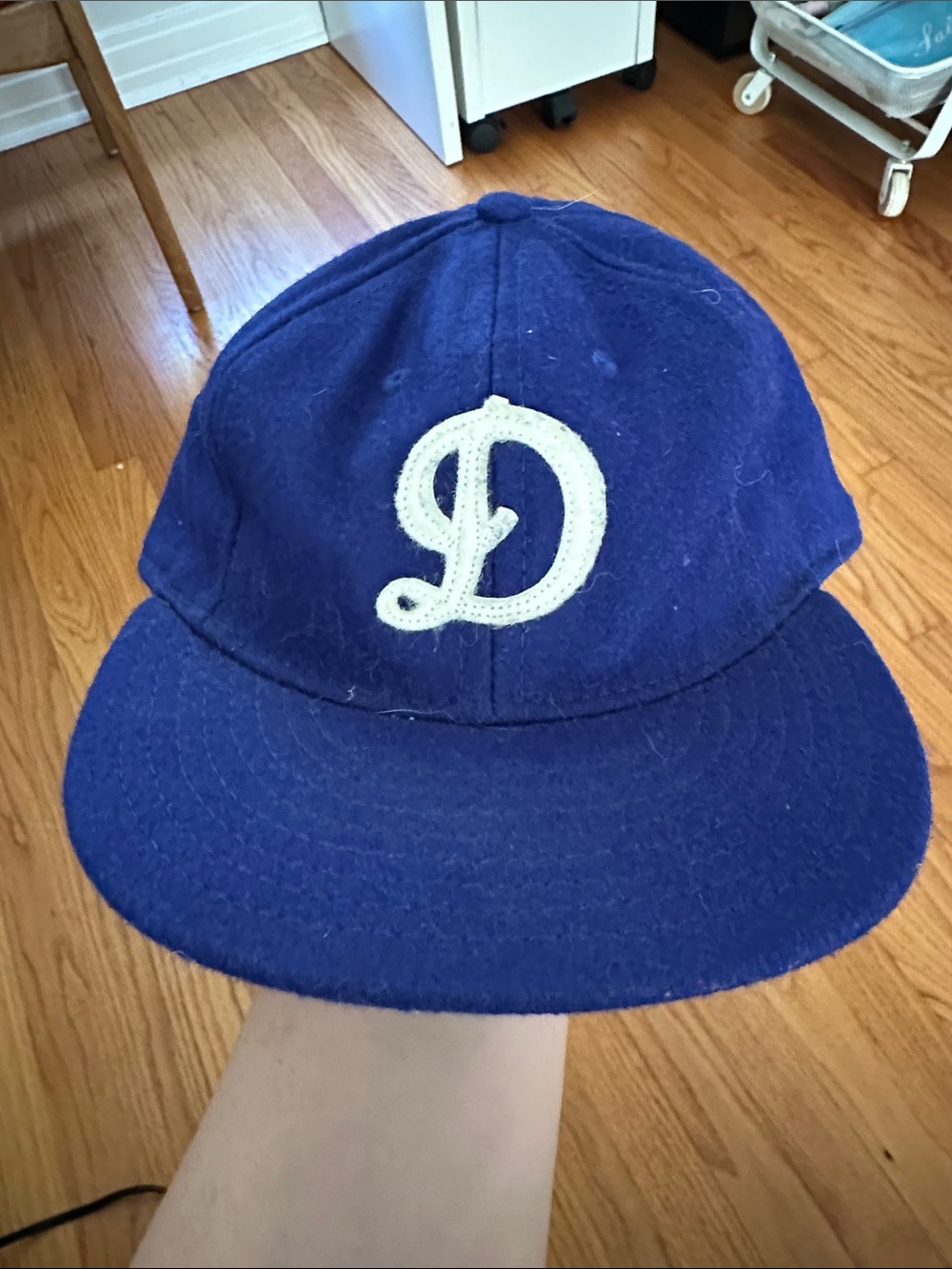 Ebbets Field Flannel Vintage Navy Wool Cap with Cream 'D' Patch